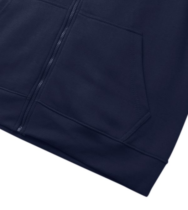 felpa ultra zeus con zip cappuccio blu tinta unita logo ricamato vestibilità standard fit textile FLEECE fiber 65% cotone 290gr – 35% poliestere