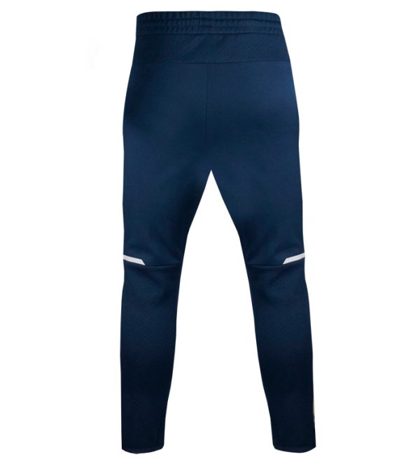 pantalone tech zeus blu con rifiniture bianche logo stampato pantalone relax elastico textile bi-elastic fiber 68% cotone 32% poliestere