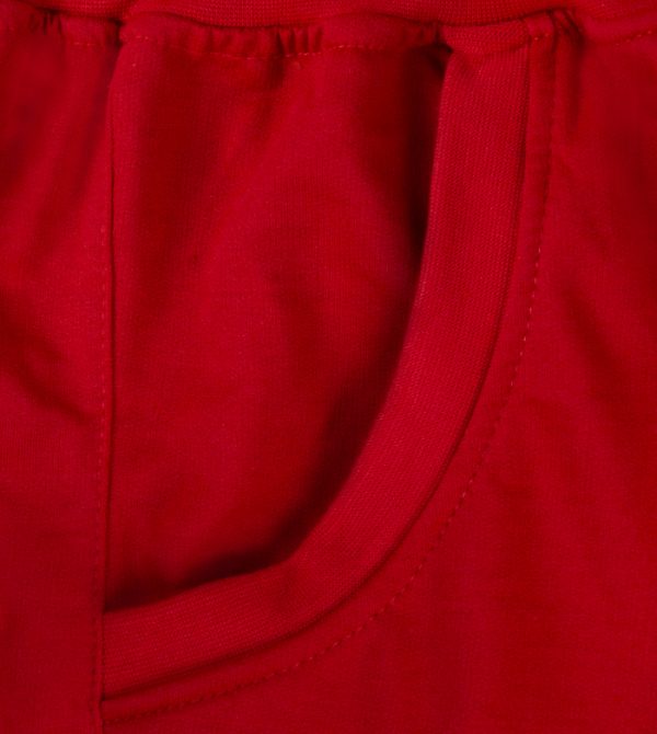 bermuda relax zeus geos rosso tinta unita con logo lungo la gamba tasche textile french terry cotton fiber 50% cotone 50% poliestere