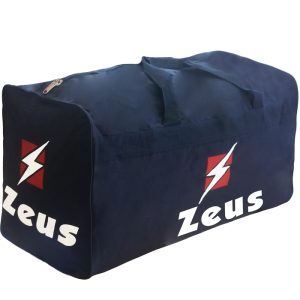borsa portadivise eko zeuso blu con zip e tasche laterali loghi stampati misure 76X38X32 cm 70% nylon 30% poliestere