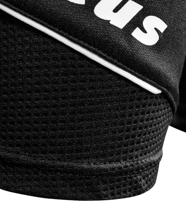 pantaloncino monos zeus nero tinta unita pantaloncino da portiere con imbottiture laterali logo stampato textile POLI fiber 100 % poliestere