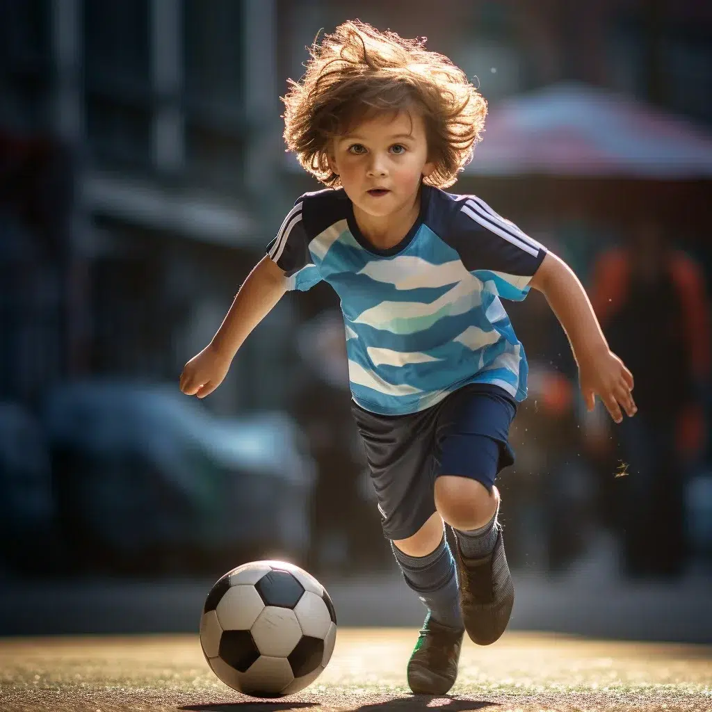 bambino che gioca a calcio