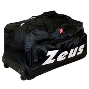 borsa portadivise trolley zeus nero con maniglia rotelle loghi stampati tasca laterale e centrale con zip misure 72x35x36 cm 100% Poliestere