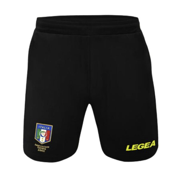 pantaloncino arbitro aia legea nero 100% poliestere loghi ricamati tasche sul lato tasca sul retro stemma italia