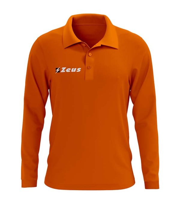 Polo basic color arancio con logo di Zeus bianco