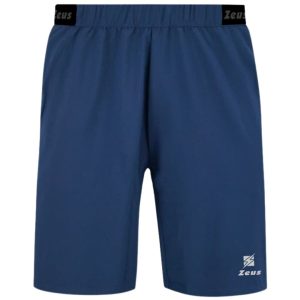 bermuda stadium zeus sport blu logo stampato poliestere soft con tasche laterali 89% poliestere 11% elastane