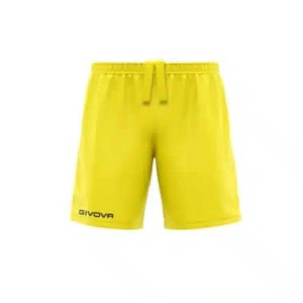 pantaloncino pocket givova giallo fluo tinta unita logo stampato elastico in vita 100% poliestere interlock