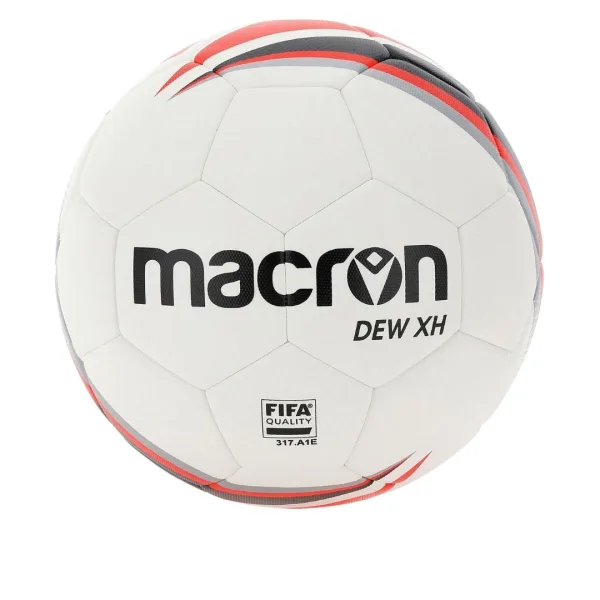 pallone sportivo macron-dew xh rosso retro rosso bianco nero loghi stampati