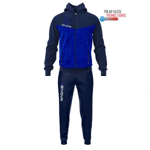 Tuta Visa Melang Givova Blu Azzurro Melange full zip con cappuccio e tasche laterali 100 % poliestere